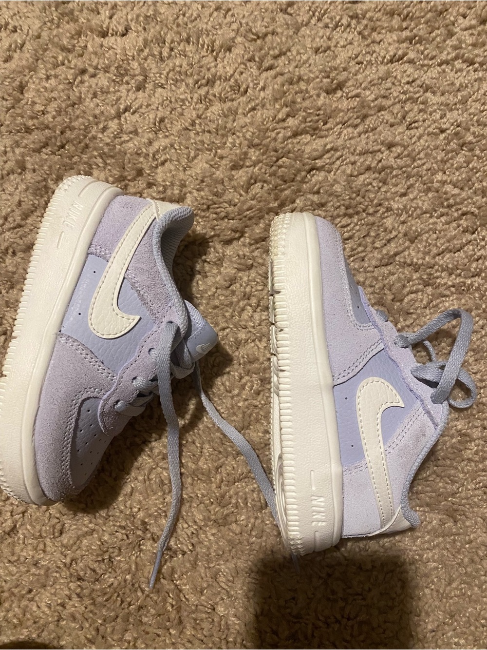 Nike Toddler Lavender Suede Sneakers with White Swoosh